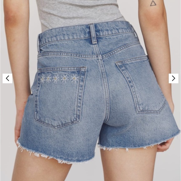 NWT REFORMATION Charlie High Rise Jean Short Daisy Embroidered Dillon Sz 27 - Picture 4 of 5